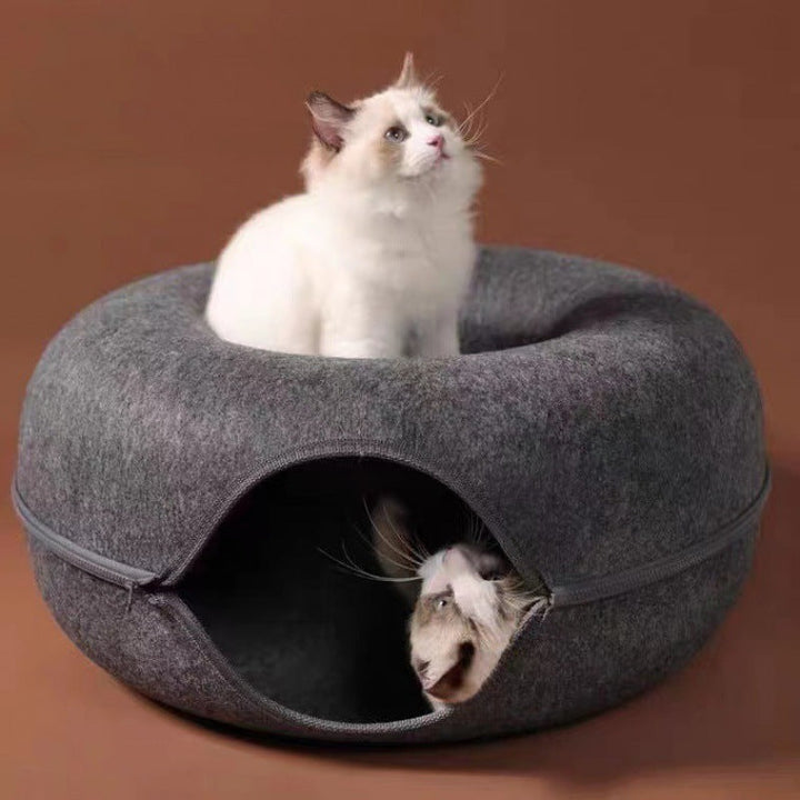 2-in-1 Donut Cat Bed Bowlift