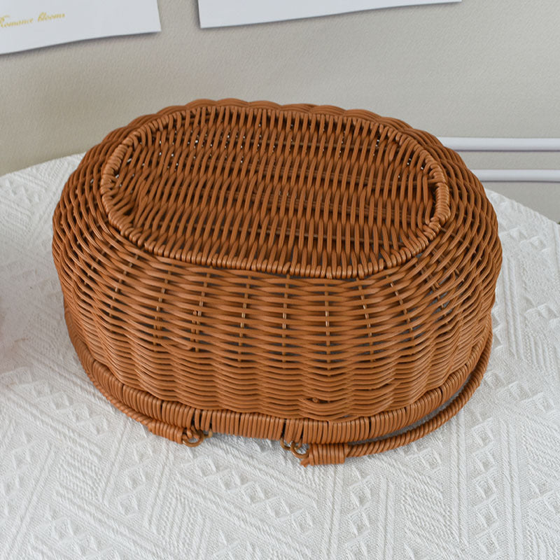 Handcrafted Woven Storage Basket with Lid Bowlift