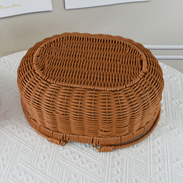 Handcrafted Woven Storage Basket with Lid Bowlift