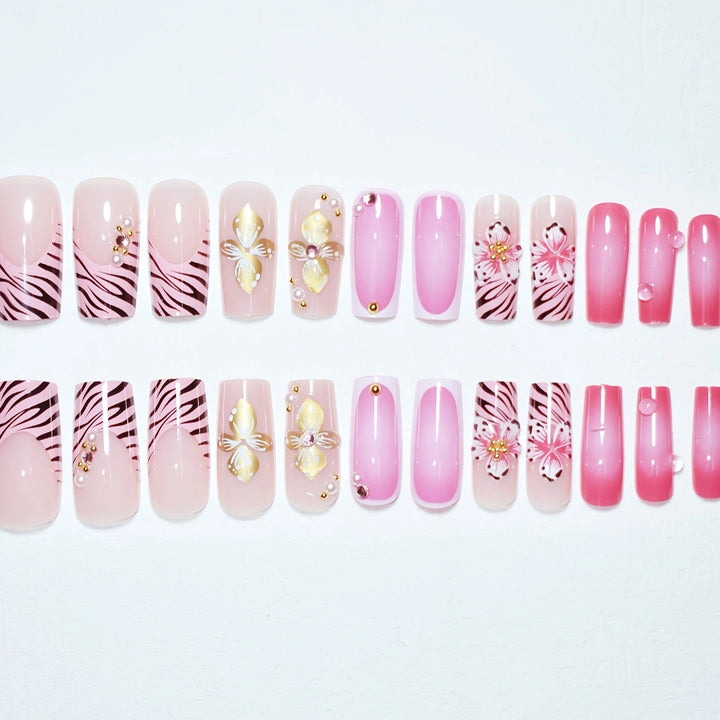 Floral Design Acrylic Nail Art Bowlift