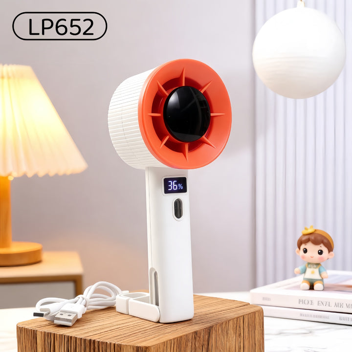 Women's Portable Mini Hand Fan with Digital Speed Display Bowlift