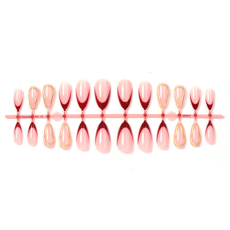 Premium Glossy Press-On Nail Set with Elegant Curved Design Bowlift