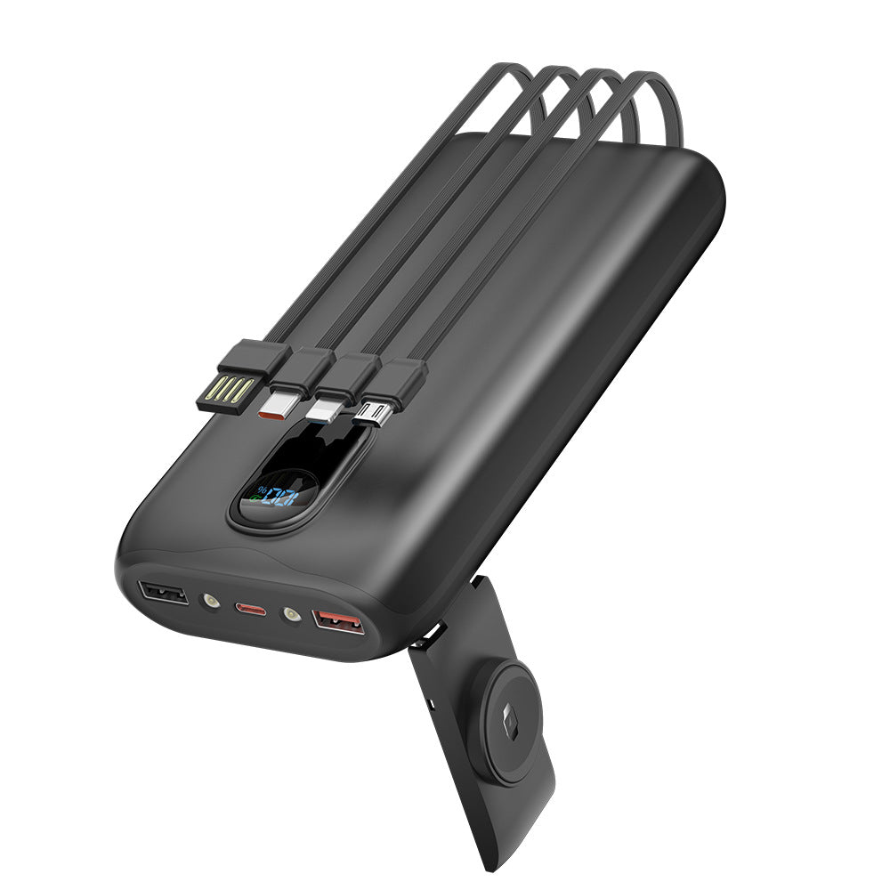 Portable power bank with integrated charging cables and LCD screen Bowlift