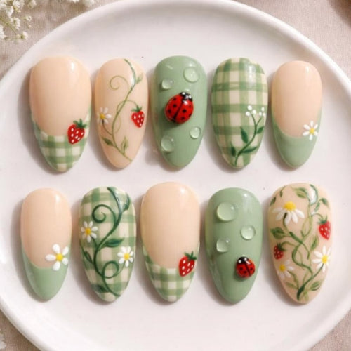 Artistic Natural Press-On Nails Set Bowlift
