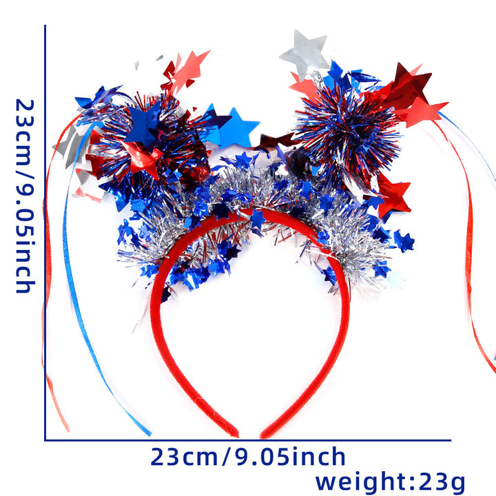 Ladies' festive hairband with pom poms, star embellishments, and glitter tinsel Bowlift
