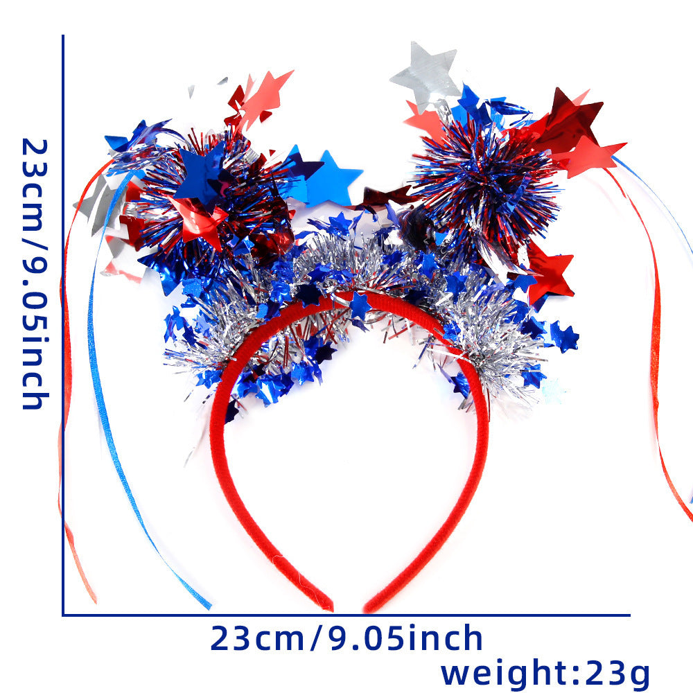 Unisex nan more patriotic festival headband with star and flag pom poms Bowlift