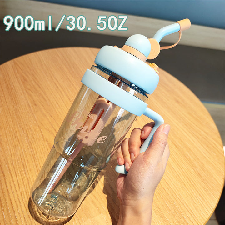 Women's practical drinking bottle with integrated straw Bowlift