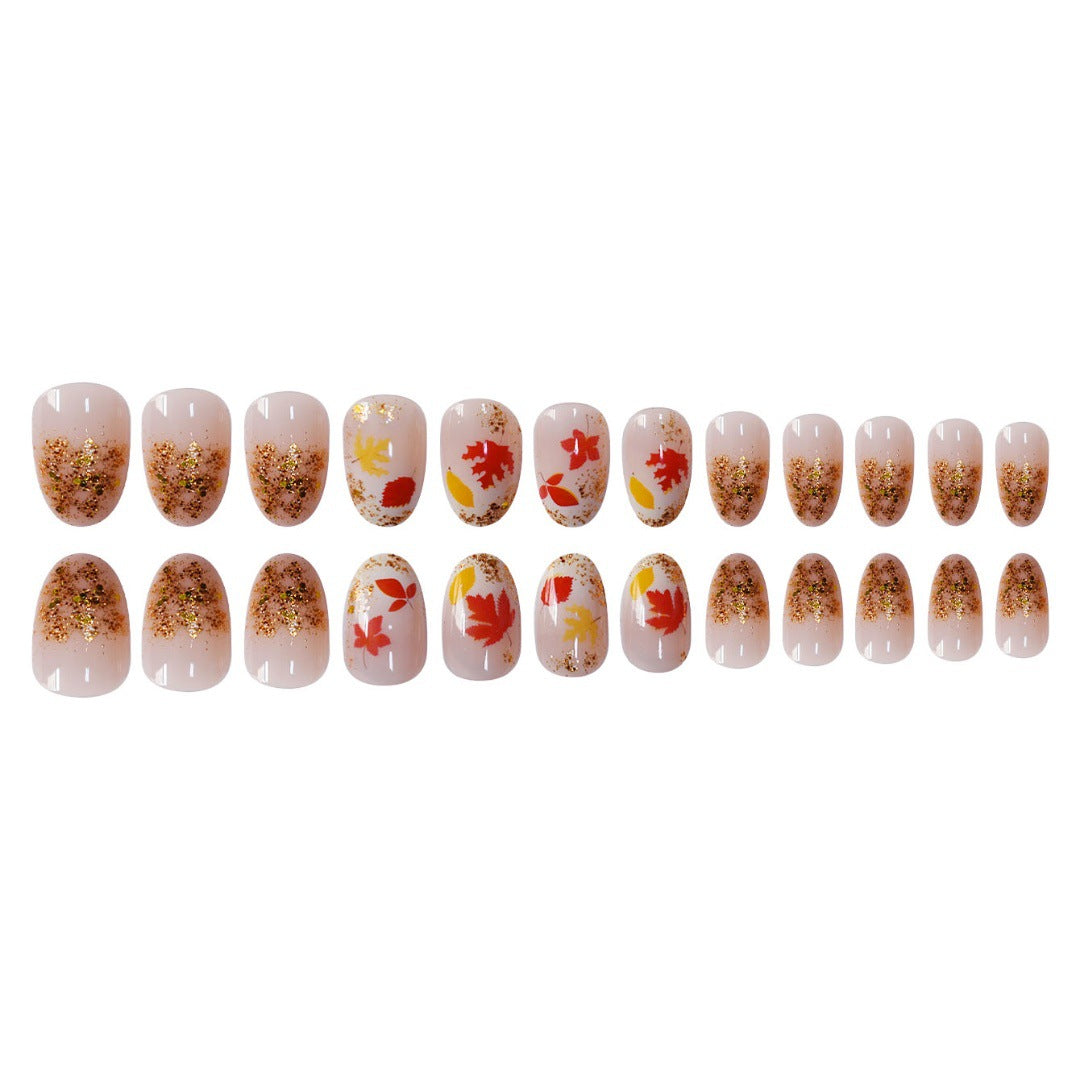 Autumn-Themed Press-On Nail Set Bowlift
