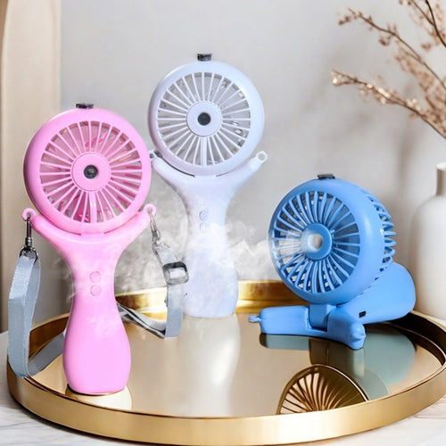 Women's portable handheld fan with ergonomic design and spray function Bowlift