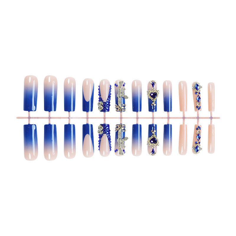 Artistic Rhinestone-Embellished Press-On Nail Art Set Bowlift