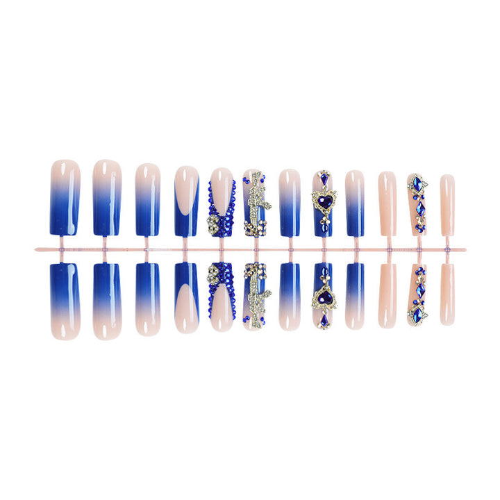 Artistic Rhinestone-Embellished Press-On Nail Art Set Bowlift