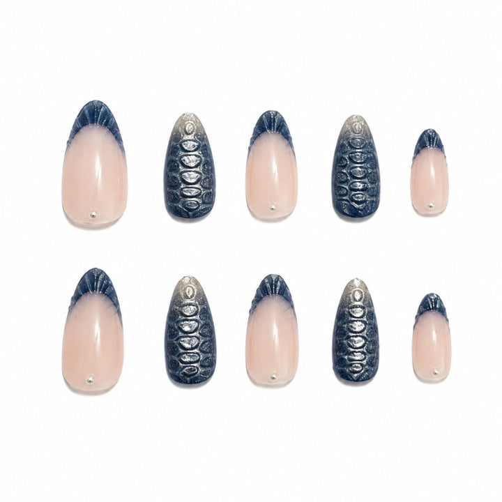 Artificial nails with elegant tip decoration and decorative accents Bowlift