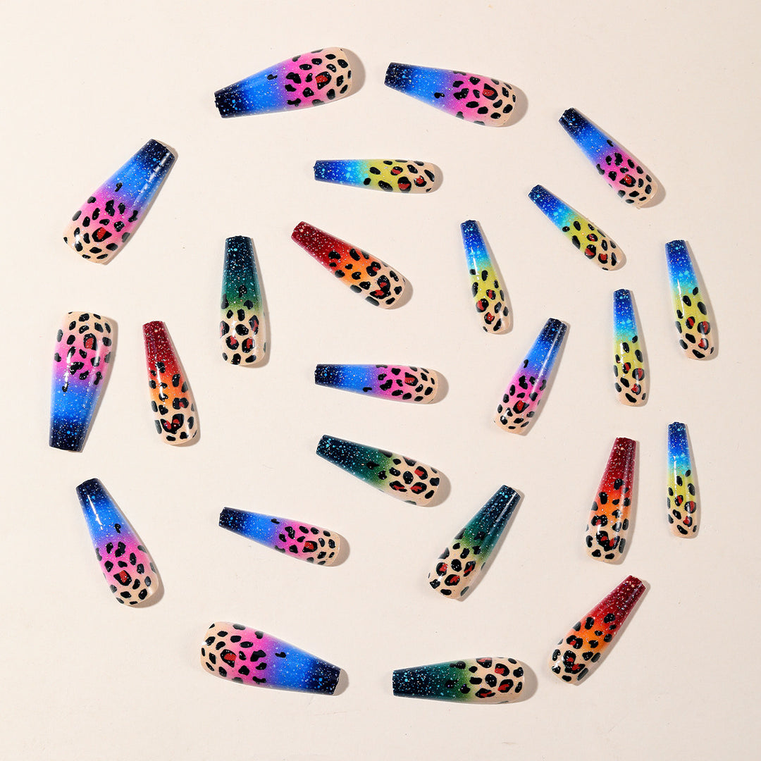 Ombre Leopard Print Nail Art Extensions Bowlift