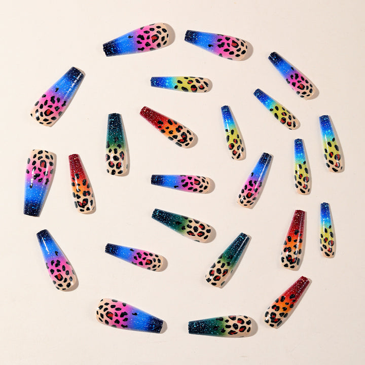 Ombre Leopard Print Nail Art Extensions Bowlift