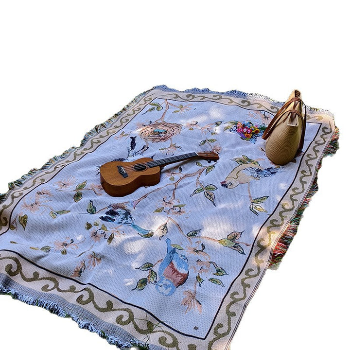 Artistic Floral Patterned Tapestry Throw Blanket