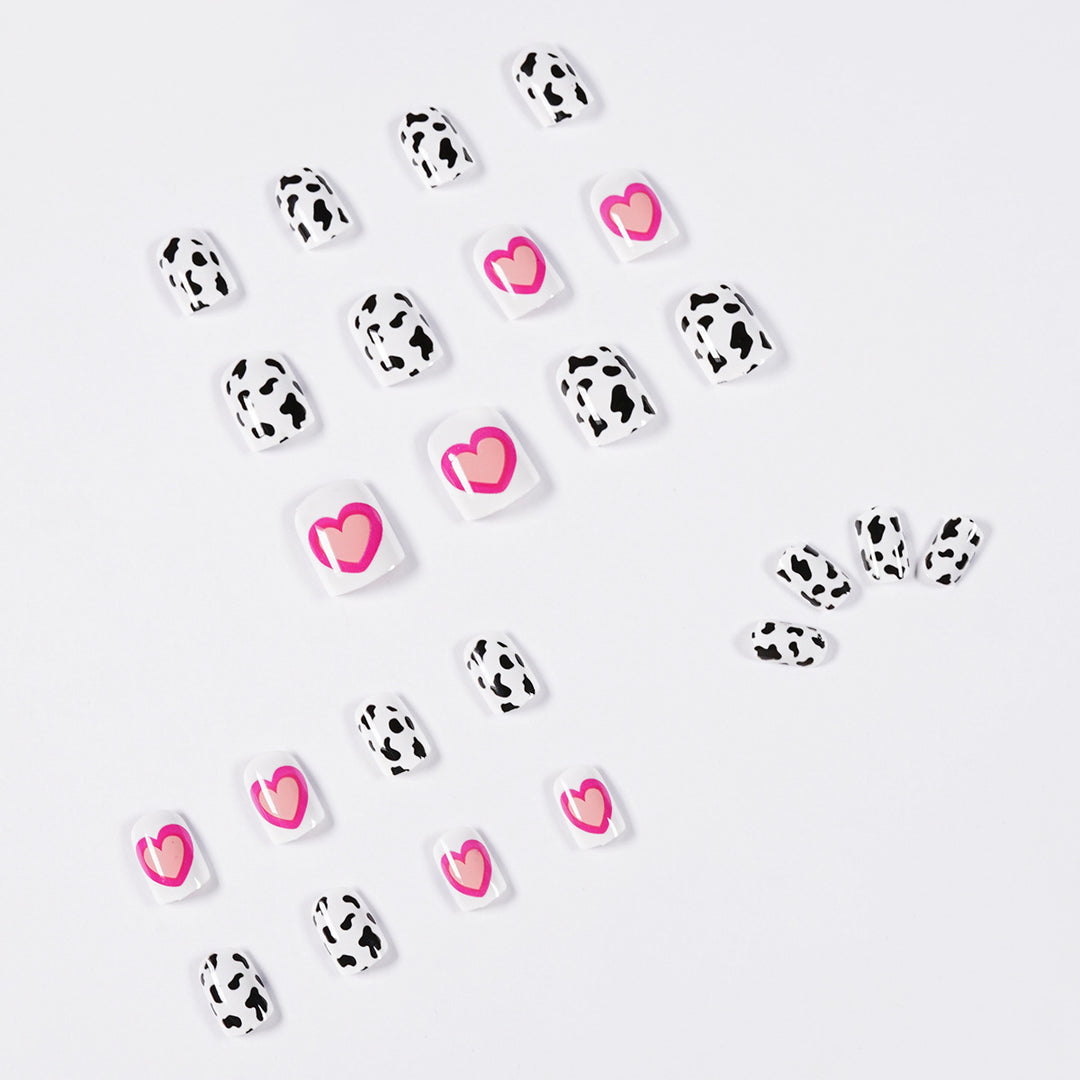 Creative nail art with heart and animal pattern motif Bowlift