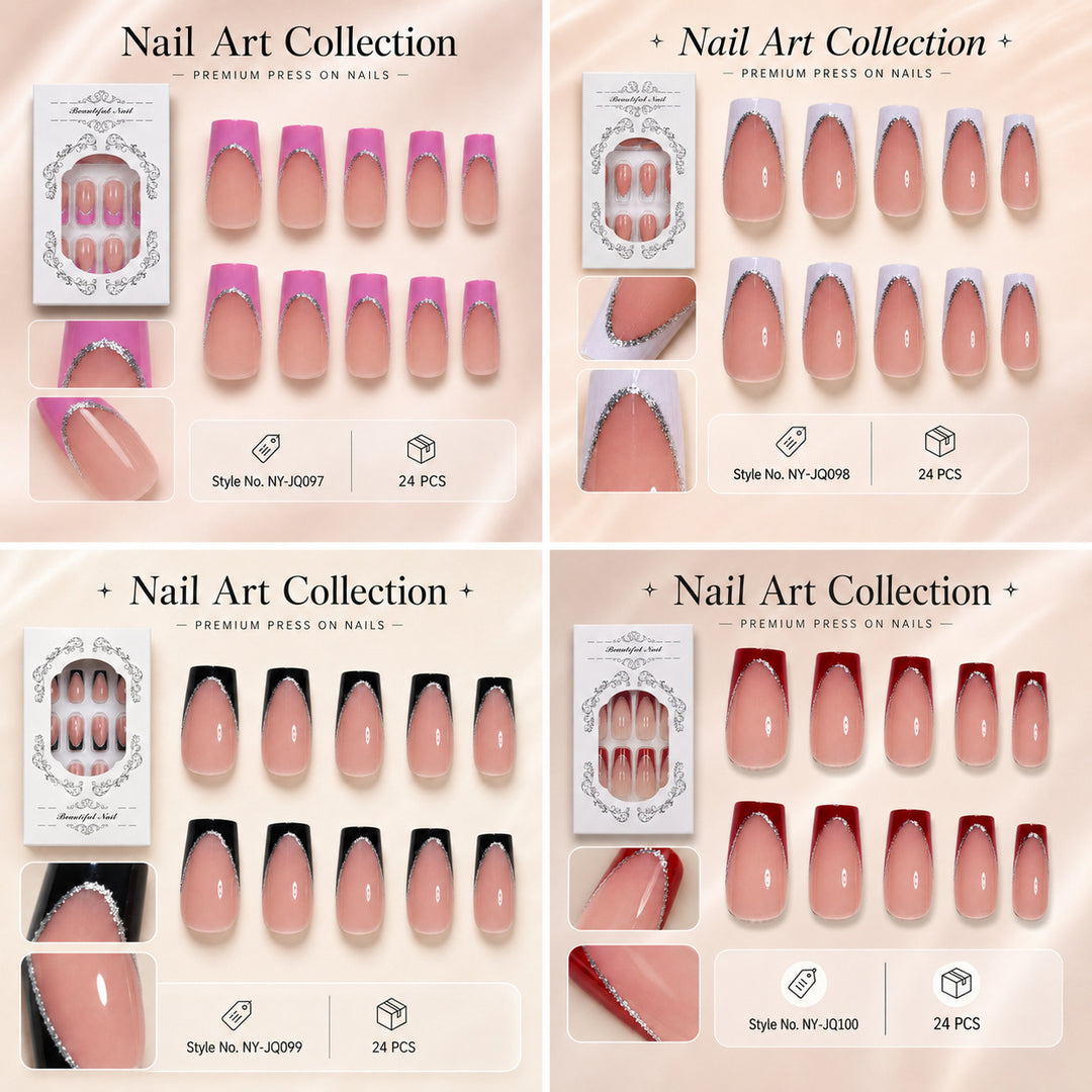 Premium Artificial Nail Set with Elegant Decoration Bowlift