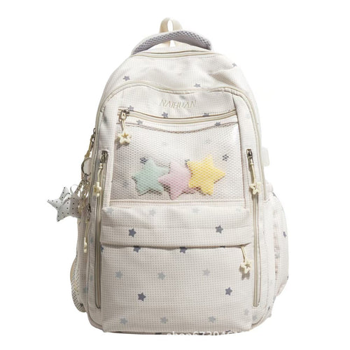 Star-Motif Multi-Pocket Backpack Bowlift