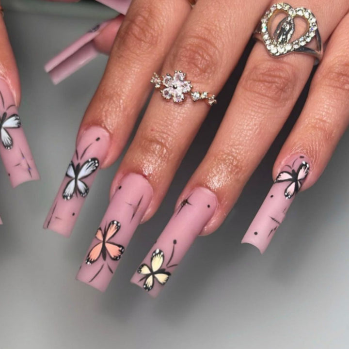Artistic Floral Ombre Nail Tips Bowlift