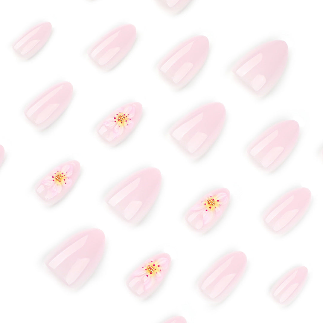 Artful Nail Extensions with Delicate Flower Designs Bowlift