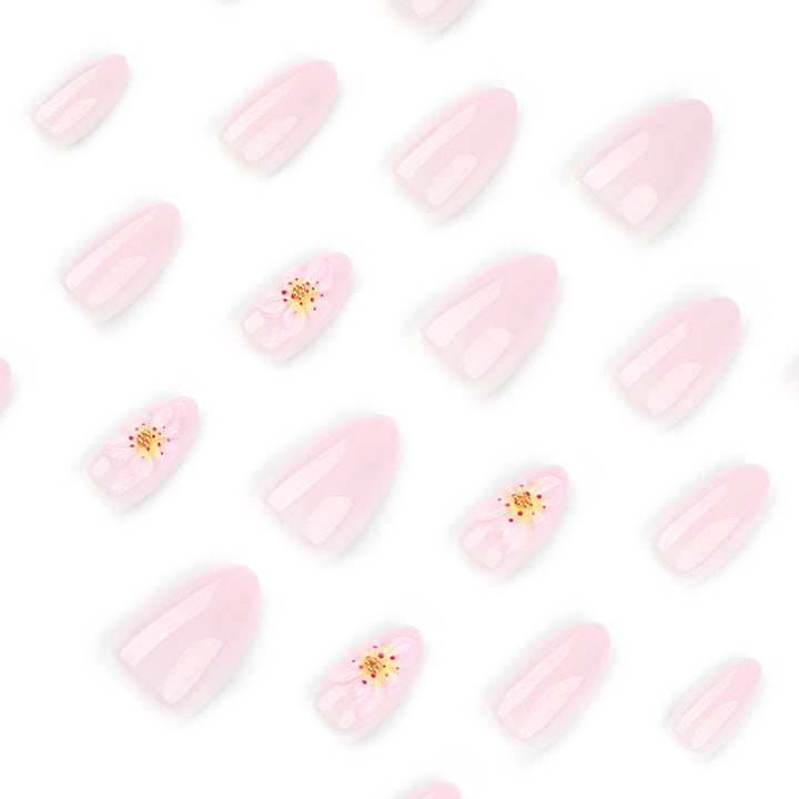 Artful Nail Extensions with Delicate Flower Designs Bowlift