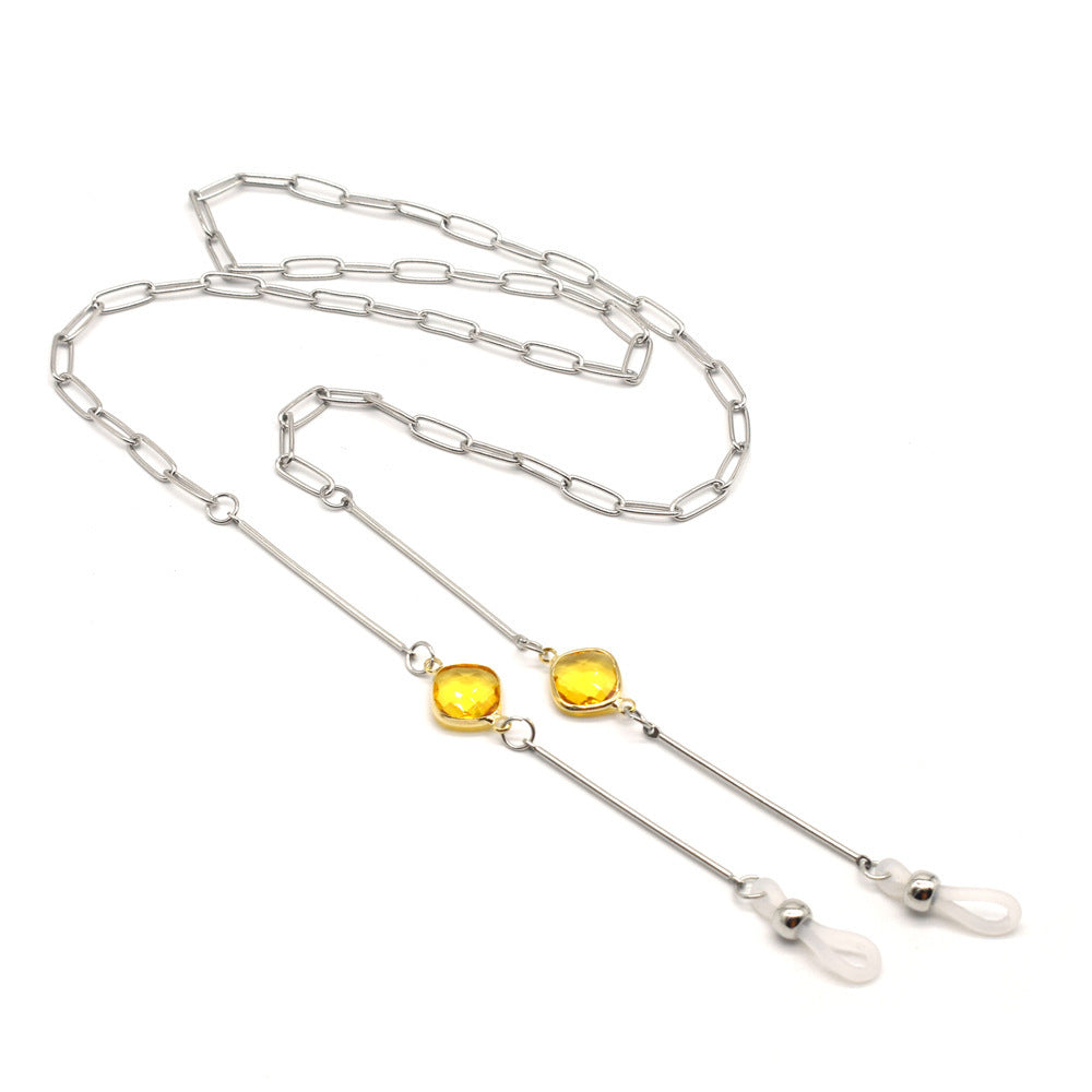 Fashionable glasses holder chain with colorful crystal pendants Bowlift