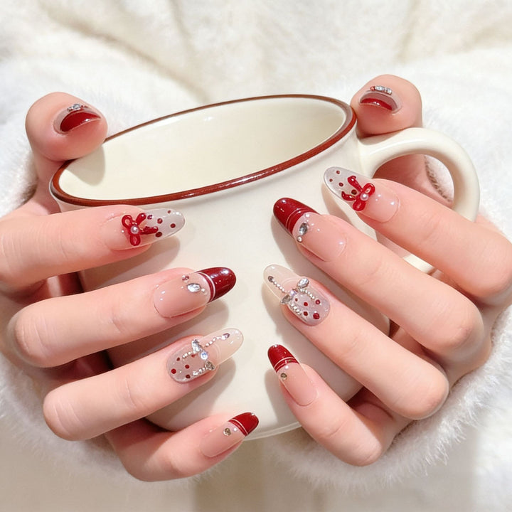 Elegant Nail Art Extensions with Pearl Accents Bowlift