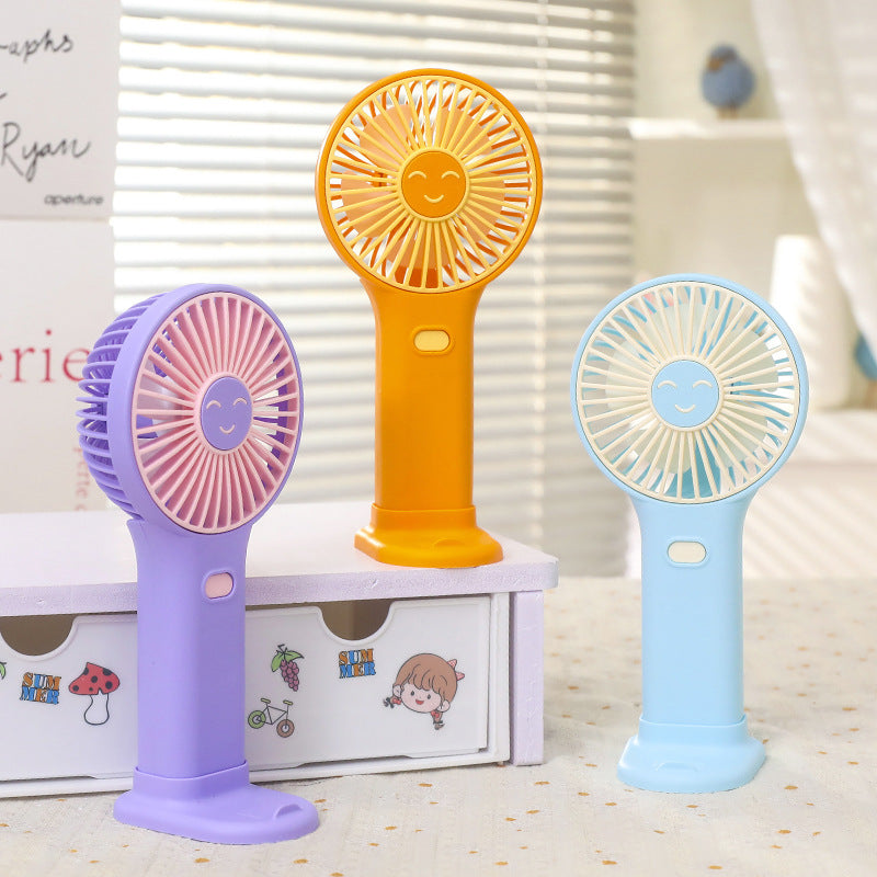 Ladies Portable Hand Fan with Cute Smiley Design Bowlift