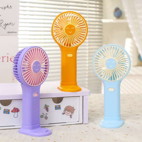 Ladies Portable Hand Fan with Cute Smiley Design Bowlift