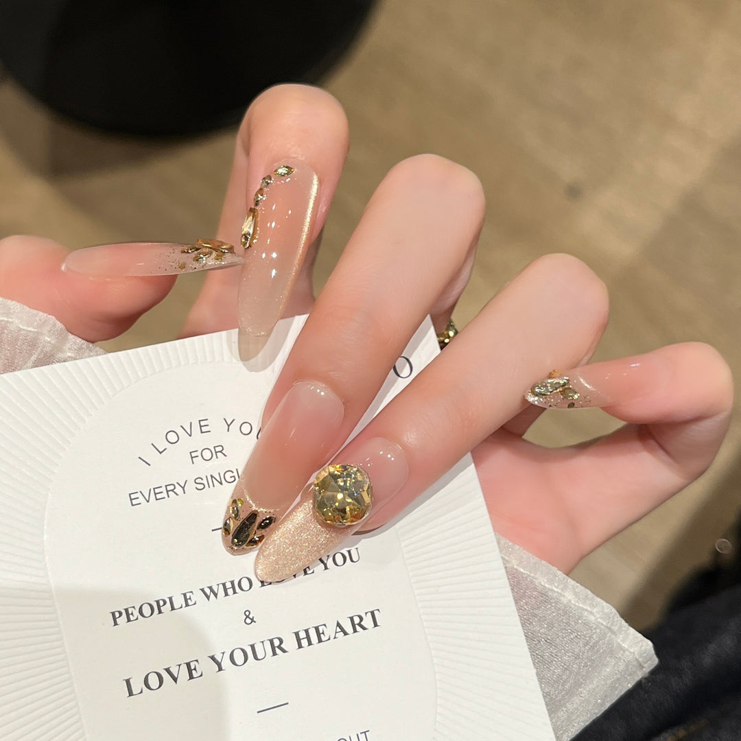 Elegant Glitter-Embellished Press-On Nail Extensions Bowlift