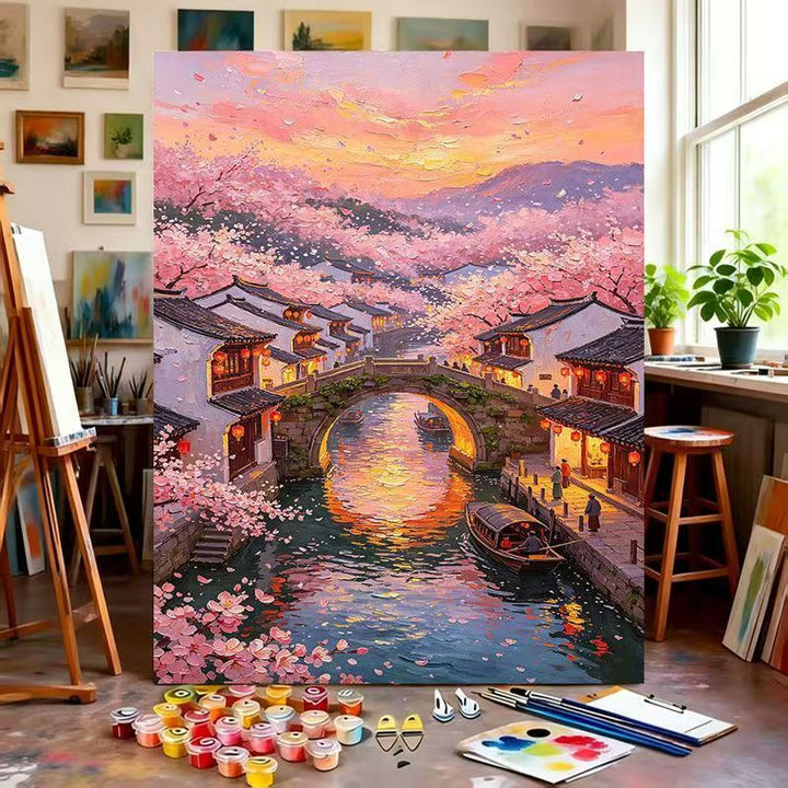 Scenic Cherry Blossom Paint by Numbers Art Kit Bowlift