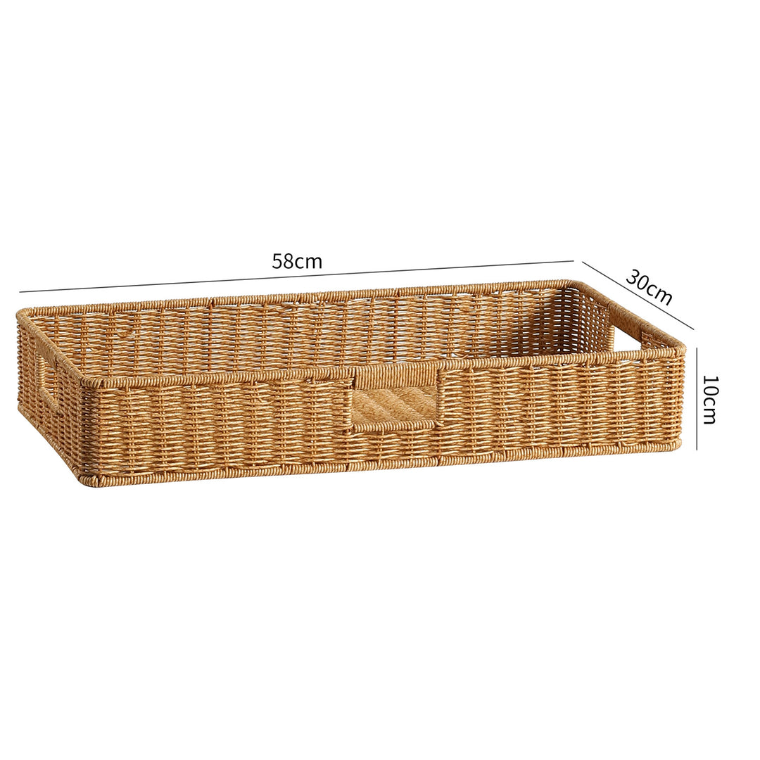 Handwoven Rectangular Storage Basket with Cut-Out Handles Bowlift