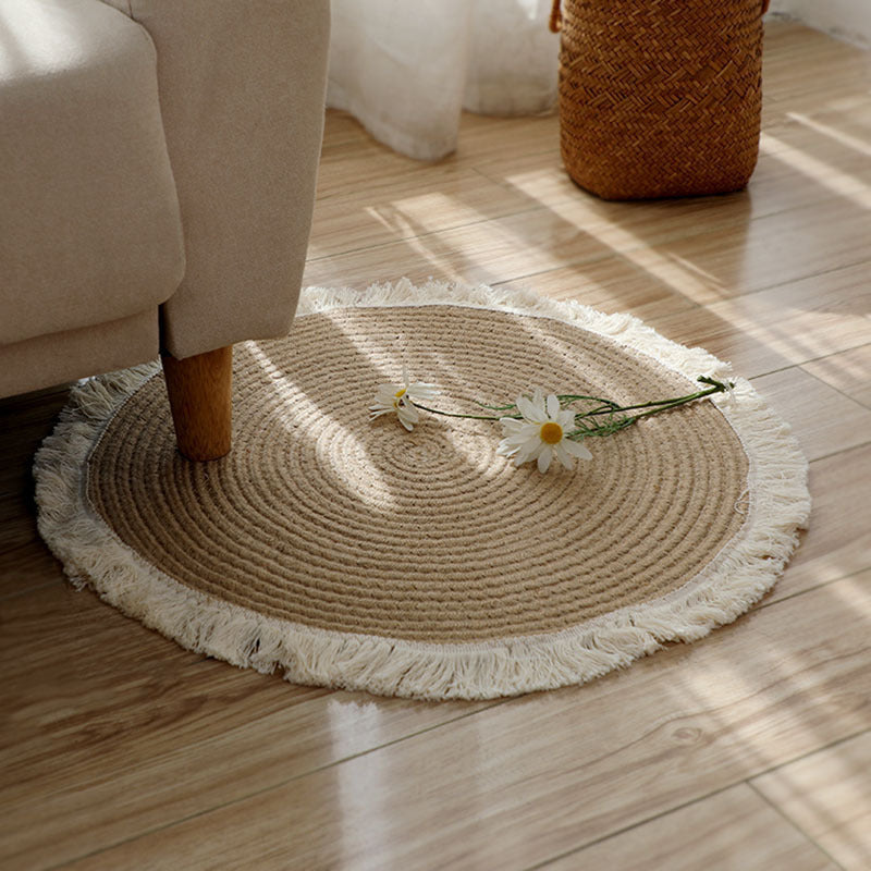 Round Jute Rug with Fringes Bowlift