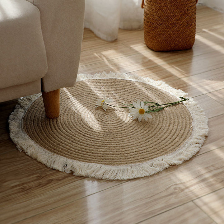 Round Jute Rug with Fringes Bowlift