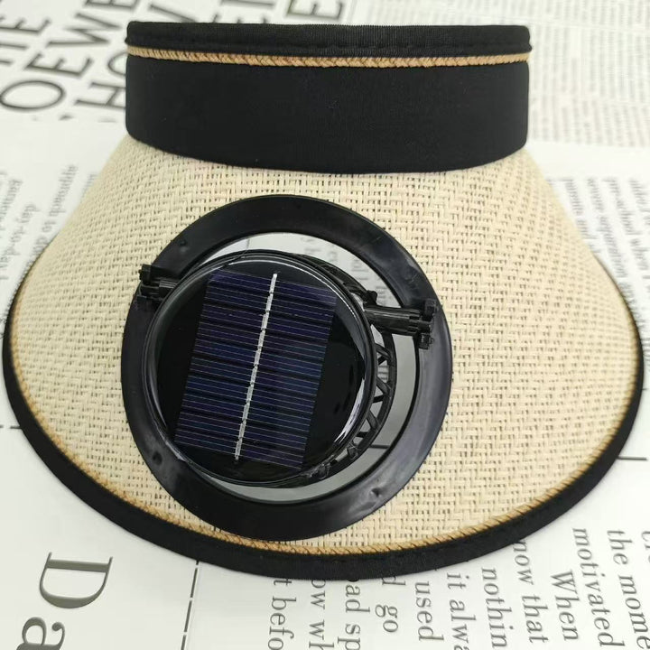 Adjustable sunshade for with removable solar fan and breathable straw effect Bowlift