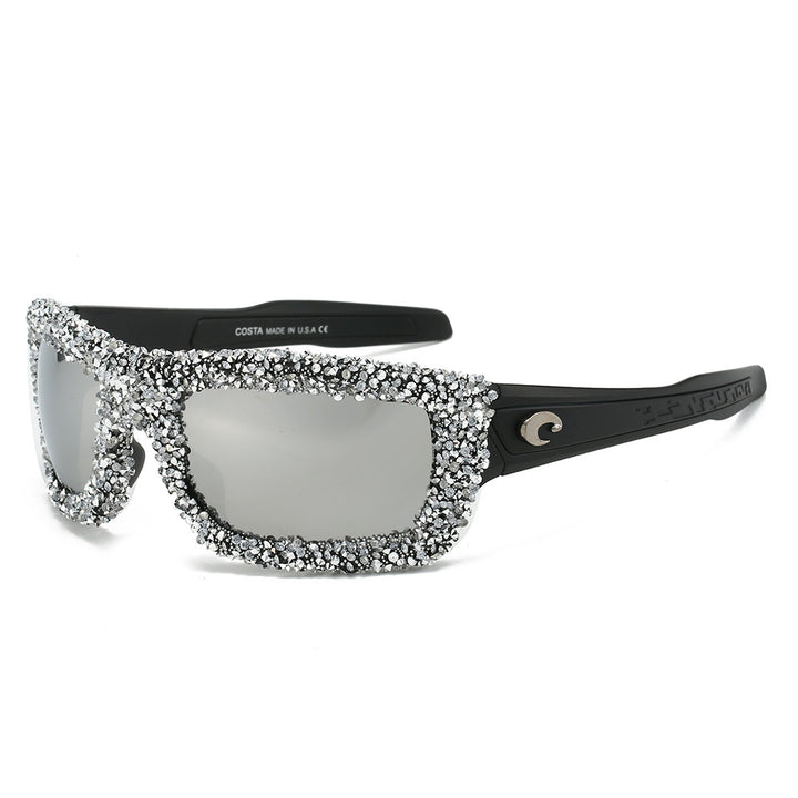 Women's sporty sunglasses with sparkling rhinestone frame Bowlift