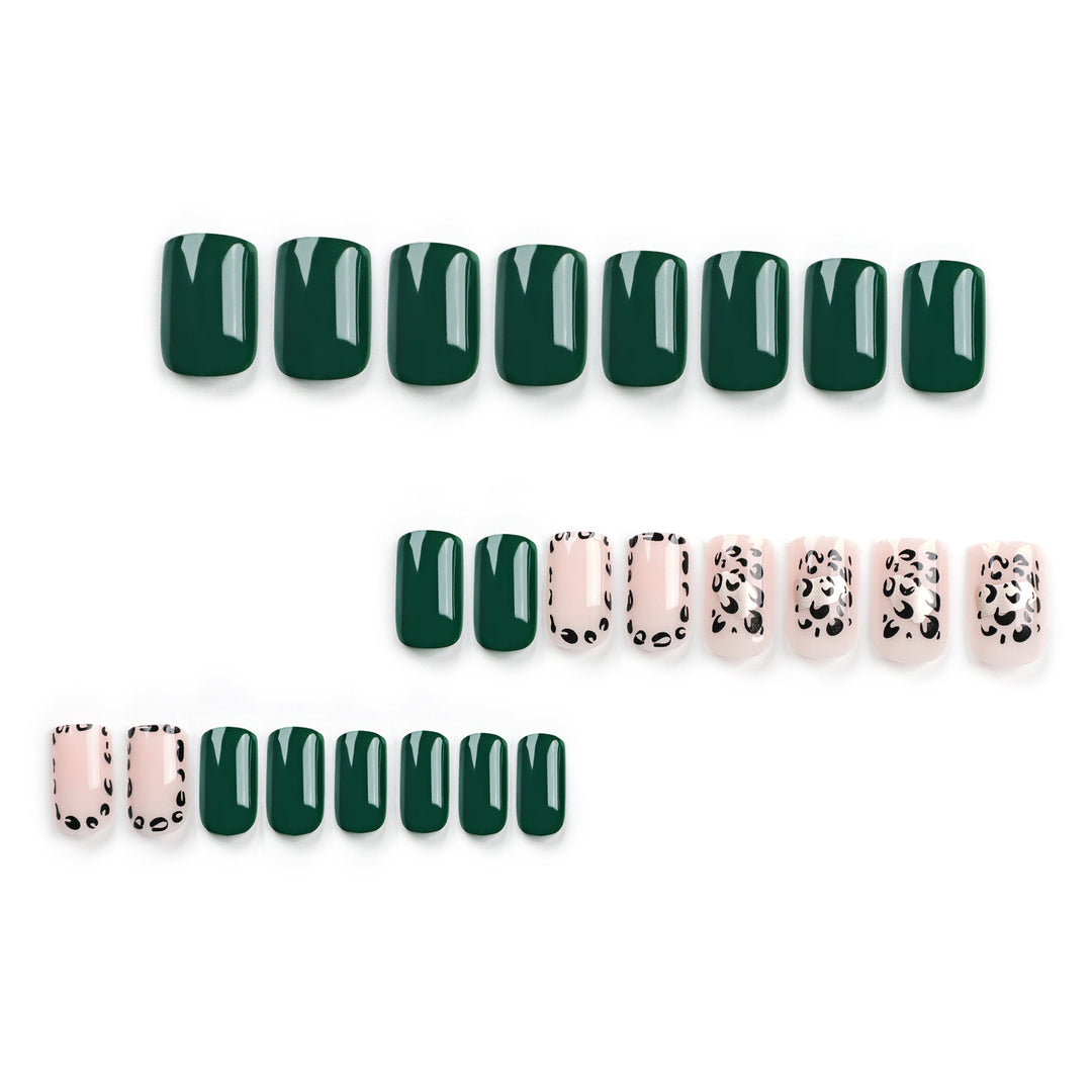 Artful nail art with tasteful green and leopard accents Bowlift