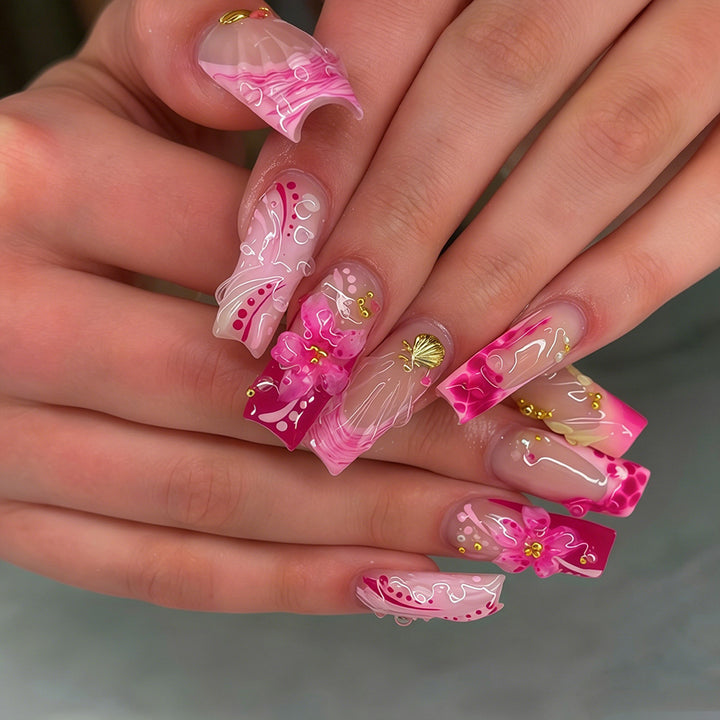 Artistic Decorated Press-On Nail Set Bowlift