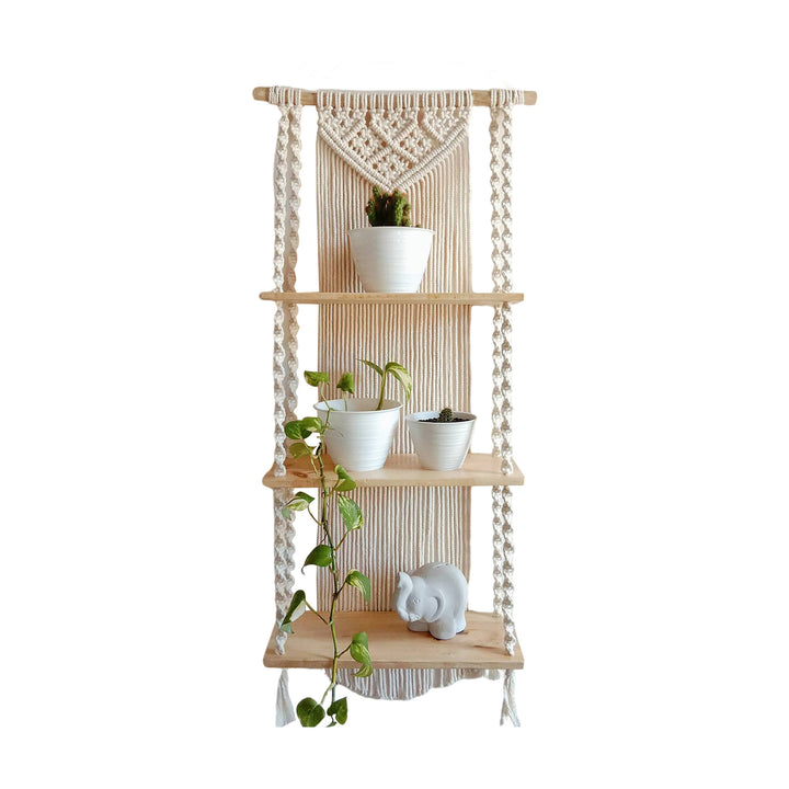 Macrame Plant Shelf with Decorative Hanging Design Bowlift