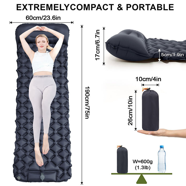 Air Mattress With Integrated Headrest And Comfortable Valve System Bowlift