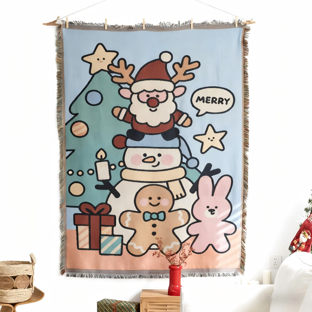 Whimsical Holiday Themed Tapestry Wall Hanging