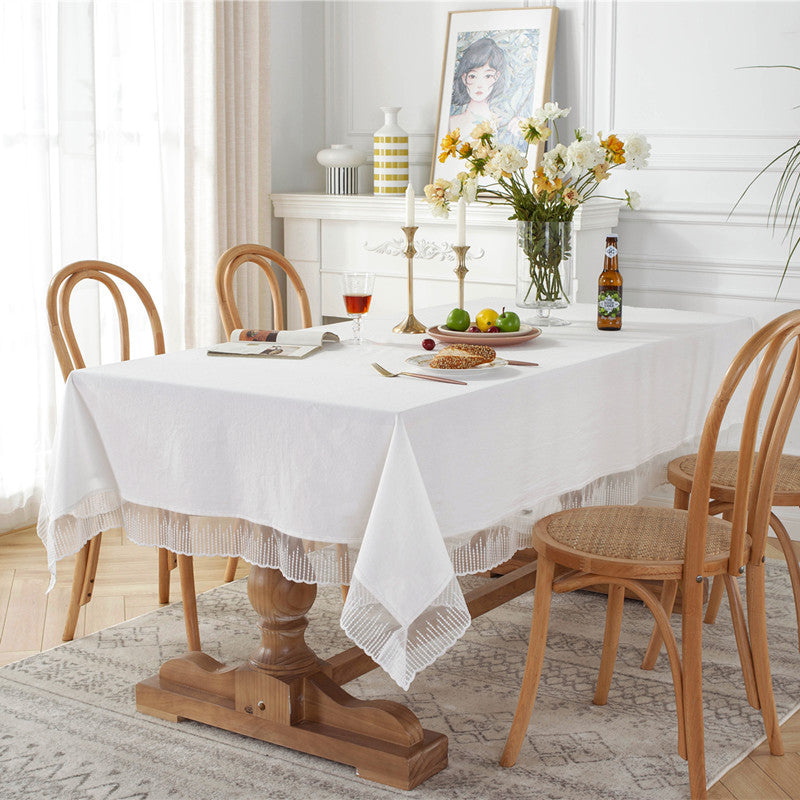 Elegant Lace Trimmed Table Cover