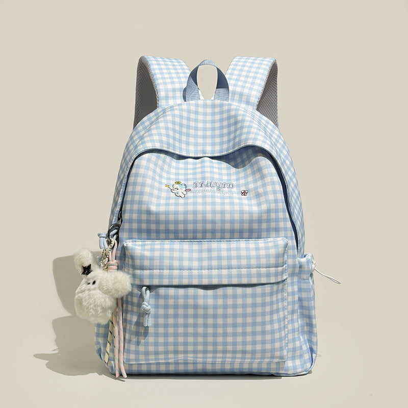Cute Gingham Patterned Backpack Bowlift