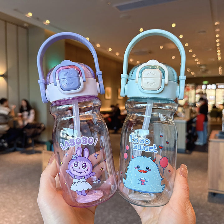 Women's Funny Plastic Drinking Bottle with Integrated Straw Function Bowlift