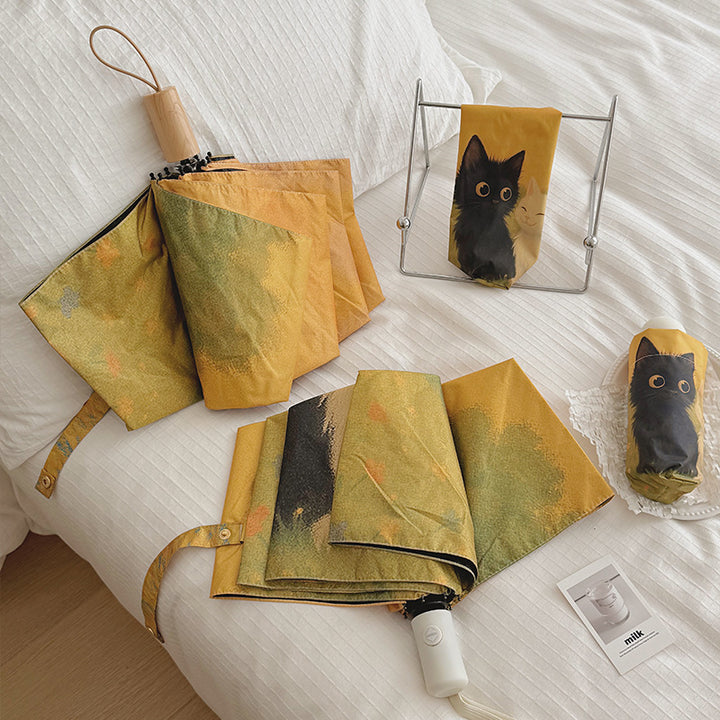 Women's Automatic Umbrella with Unique Cat Design Bowlift