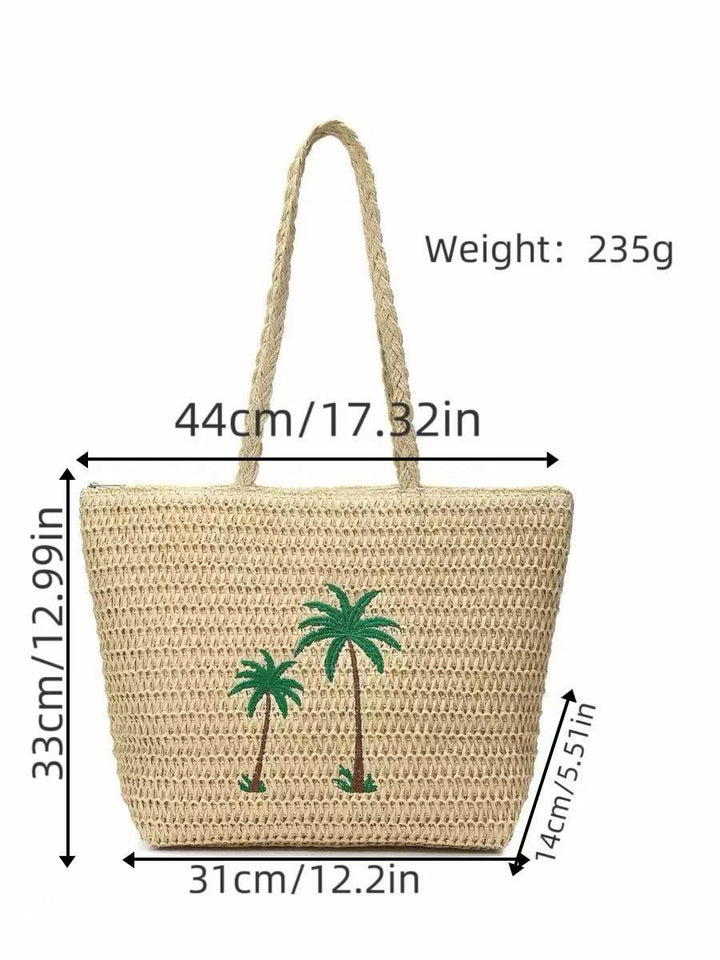 Summer basket bag with palm pattern Bowlift