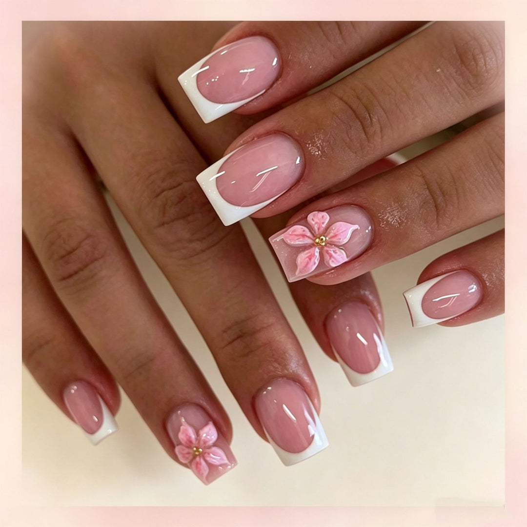Elegant Press-On Nail Tips with Decorative Bow Bowlift