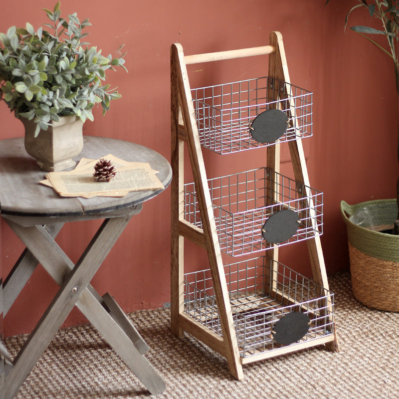 Practical stair shelf with wire baskets Bowlift