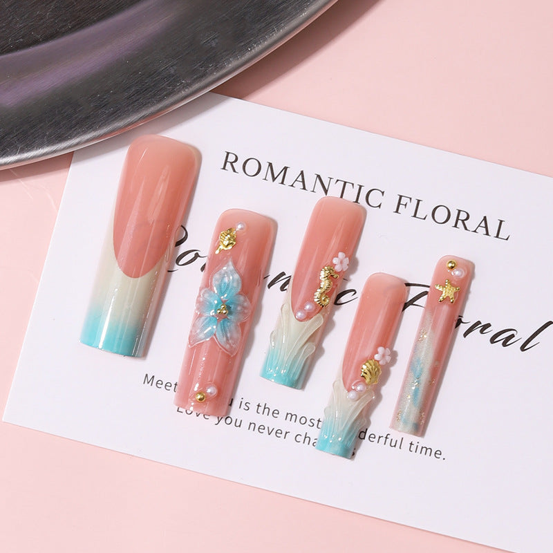 Floral Decorative Press-On Nail Set Bowlift