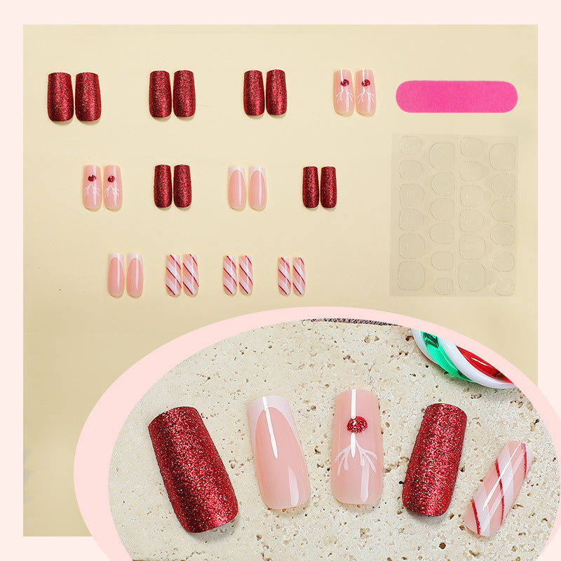 Holiday-Themed Press-On Nail Art Set Bowlift 1788495570